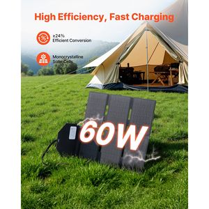 Caricatore Solare Portatile Pieghevole da 60W, Pannello Monocristallino Tipo N 16BB con Efficienza del 24%, Leggero per Uscita MC4 - Product Image 2