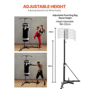 2 in 1 Heavy-Duty Steel Workout Equipment Adjustable Punching Bag <b>Stand</b> with Pull Bar for <b>Boxing</b> Training Punching Bag <b>Stand</b> - Product Image 3