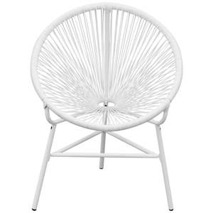 Chaise de jardin en rotin PE blanc de résistance moyenne avec structure en acier thermolaqué, mobilier d'extérieur durable - Product Image 2
