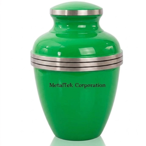 Aluminium Metal Green Cremation <b>Urn</b> Human Ashes <b>Large</b> Funeral Memorial <b>Urns</b> Customized Colour Decorative Adult Burial Jars <b>Urns</b> - Product Image 1