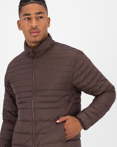 Veste matelassée en duvet marron de qualité supérieure pour homme, col montant, fermeture éclair, coupe-vent, doudoune décontractée et chaude pour l'hiver - Product Image 4