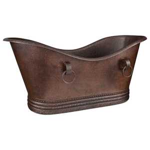 Baignoire autoportante de luxe en cuivre, style rustique riveté, élégante, vintage, forme ovale, pour adultes, écologique, durable, pour salle de bain - Product Image 3