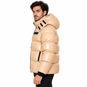 Manteau matelassé brillant pour homme avec capuche, veste d'hiver chaude pour les commandes OEM et en gros - Product Image 3