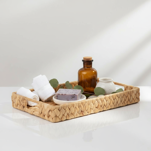 <b>Large</b> Vintage Natural Water Hyacinth <b>Basket</b> Woven Handmade Storage Organizer for Decoration Decorative Nesting For Kitchen - Product Image 1