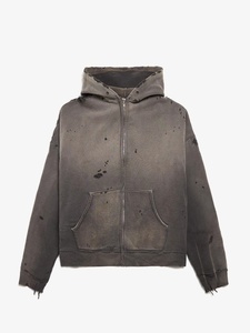 Sudadera con capucha unisex de alta calidad personalizable con logotipo bordado y estampado personalizado, estilo vintage con efecto desgastado por el sol y lavado ácido. - Product Image 3