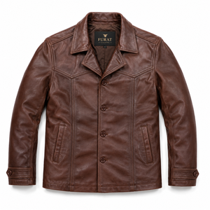 Chaqueta de Cuero Genuino Negra para Hombre, Invierno, Cuello Alto, Cierre de Cremallera, Resistente al Viento, Transpirable, Secado Rápido, Ecológica - Product Image 5