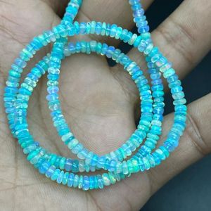 Cuentas redondas de ópalo etíope natural de calidad AA de 5-6 mm, multicolor, ópalo de fuego azul, cuentas facetadas en hebra para la fabricación de joyería artesanal. - Product Image 1