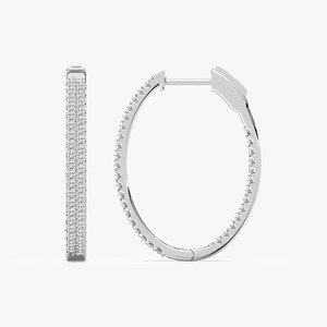 Pendientes de Aro Modernos de Oro de 10/14/18 Quilates con Incrustaciones de Diamantes Cultivados en Laboratorio de 28 mm de Diámetro Interior, 2 Quilates en Total, Joyería Fina con Diamantes en Oferta para Exportación - Product Image 1