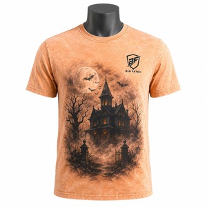 T-shirt en toile délavée 100 % coton à manches courtes pour homme, coupe classique, imprimé numérique, uni, respirant, style streetwear - Product Image 6
