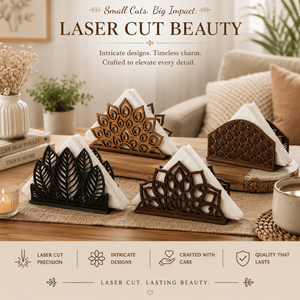 Wooden Napkin Holder Laser Cut Tissue Stand Decorative Tabletop Organizer for Dining <b>Table</b> Kitchen Restaurant and Home Decor - Product Image 2