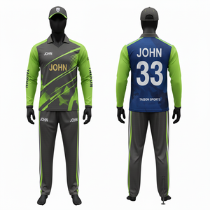 Uniforme de cricket pour hommes en polyester interlock de haute qualité 180 GSM, panneaux latéraux vert néon, tissu respirant, sublimation, logo personnalisé - Product Image 1