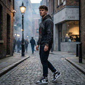 Sudadera con Capucha Oversize de Fabricación Personalizada para Hombre, con Lavado Ácido, Pedrería y Bordado Desgastado, de Felpa Francesa de Alto Gramaje, Estilo Streetwear - Product Image 4