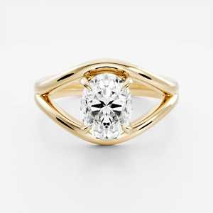 Anillo de Oro Sólido de 14k con Engaste de Garras, Diamante Ovalado Cultivado en Laboratorio, Diseño de Tallo Dividido, Certificado IGI, Joyería Fina, Anillo de Diamante Sintético E VVS - Product Image 1