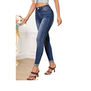 Pantalones vaqueros de mezclilla informales elásticos de cintura alta para mujer, pantalones pitillo transpirables ecológicos rectos con ajuste Regular, proveedor BD - Product Image 6