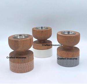 Ensemble brûleur à bakhoor en matériaux écologiques avec design rayé en bois et résine, insert en laiton, décoration d'intérieur, brûleur d'encens au meilleur prix - Product Image 6