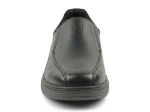 Men's Black Leather Slip-On Loafers Round Toe <b>Cushioned</b> EVA Midsole Rubber Outsole Office Career All Seasons - Product Image 2