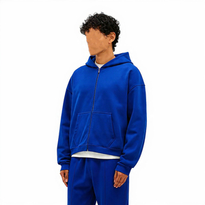 Sudadera con capucha para hombre de alta calidad, corte holgado, con cremallera, estilo oversize, lavado ácido, con logo personalizado, de tejido grueso - Product Image 2