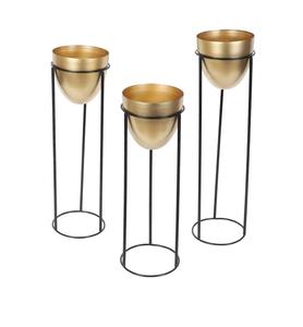 Modern Metal Flower <b>Stands</b> Set Gold Plated Round Planters Indoor Decorative <b>Vases</b> for Tabletop Use Minimalist Design - Product Image 1