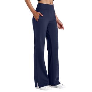 OEM Custom Women Solid Wide Leg <b>Yoga</b> <b>Pants</b> Loose Fit High Rise Flare Leggings <b>Plus</b> <b>Size</b> Seamless Blank Activewear - Product Image 2