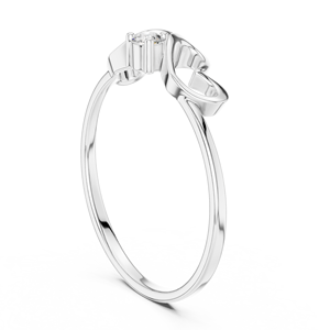 Bague d'amour en or blanc 14 carats avec double cœur et diamant de laboratoire taille ronde, moins de 1 carat, plaqué rhodium, luxe - Product Image 4