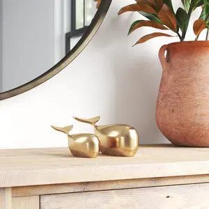 Statue de cerf en aluminium faite à la main, plaquée or antique, art d'intérieur moderne de luxe, figurine exclusive - Product Image 4