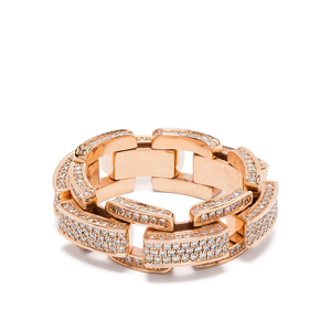 Rose Gold Diamond <b>ring</b> Channel <b>Set</b> Round Brilliant Cut Geometric Link Luxury Unisex Everyday Wear - Product Image 1