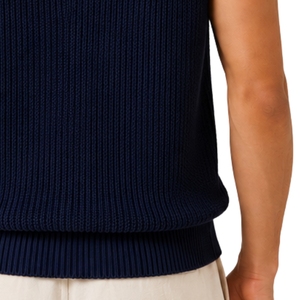 Gilet en tricot bleu marine pour homme, col en V, sans manches, pull léger et doux, décontracté, mode, logo personnalisé, fabricant OEM - Product Image 6