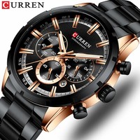 Jam Tangan Pria Mewah Curren 8355 Quartz Movement Tali Baja Tahan Karat Kronograf Bercahaya Tahan Air Tanggal Bisnis