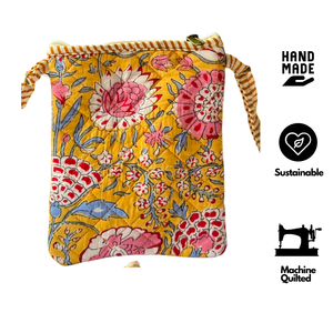 Handmade Floral Jaipur Block Print Cotton Quilted Crossbody <b>Bag</b> <b>Zip</b> Closure Adjustable Strap Bohemian Sustainable Lady Portable - Product Image 2