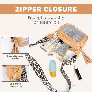 Sac bandoulière transparent pour femme avec sangle léopard, petit portefeuille transparent pour événements sportifs, rangement maquillage et téléphone, Chine - Product Image 3