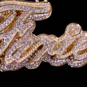 Collar con Colgante de Plata 925 de Lujo, Estilo Hip Hop, con Letra Personalizada, Inicial con Moissanita, Dos Tonos, Doble Capa, para Fiesta - Product Image 5