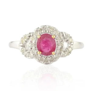 14K White <b>Gold</b> Ruby and Diamond Statement <b>Ring</b> - Product Image 2