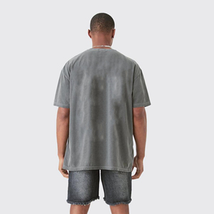 เสื้อยืดผู้ชายคอโอเวอร์ไซส์ผ้าฝ้ายแท้ 100% หนานุ่ม สั่งทำขายส่ง สีพื้น ไหล่ตก บริการ OEM - Product Image 2