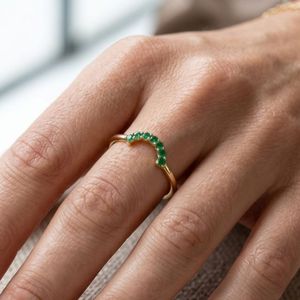 Gold Plated 925 <b>Silver</b> Band <b>Ring</b> with 7 Topaz Channel Setting Classic Semi <b>Eternity</b> Design Unisex/Women's - Product Image 5