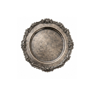 Assiette décorative ronde en métal à motif personnalisé, design solide et élégant poli pour les fêtes - Product Image 2
