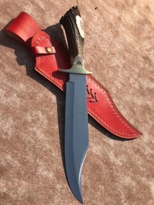 Cuchillo Bowie de Hoja Fija, Acero al Carbono, Punta Caída, Cuchillo de Caza y Supervivencia para Exteriores, Hecho a Mano, Personalizable - Product Image 2