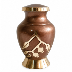 Brown Golden Wheat Tree Engraved European Antique <b>Keepsake</b> Mini Urn for Pet Cremation <b>Ashes</b> Eco-Friendly Biodegradable - Product Image 2