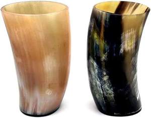 Verres à bière, vin, café et eau en forme de corne d'animal, style classique poli, gravés, ensemble de verres à pinte - Product Image 2