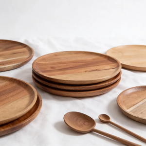 Assiettes de service rondes en bois massif pour fruits, desserts et décoration de table - Product Image 3