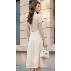 Vestido Casual Elegante de Oficina para Mujer, Estilo A-Line, 100% Algodón Natural, Ecológico, Cintura Natural, Talla Grande, Fabricación Vietnamita, Venta al Por Mayor - Product Image 1