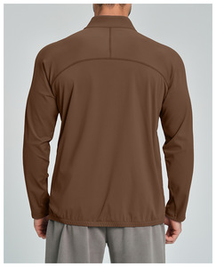 Men's Beige Full-Zip Stand Collar <b>Racer</b> <b>Jacket</b> Breathable Polyester Casual Sportwear Autumn Wear Regular Fit Front Logo Heat-Tra - Product Image 3