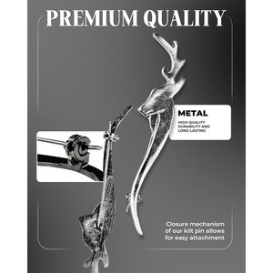 Nuevo Pin para Kilt con Cabeza de Ciervo Cromada en Color Plateado, Decorativo, Estilo Tradicional Escocés, Material Personalizado de Alta Calidad - Product Image 2