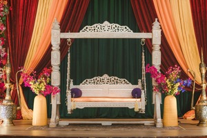 Configuración de la ceremonia tradicional de Henna para eventos de bodas musulmanas, diseño de asientos para salón de bodas indias, columpios decorativos para decoración de bodas - Product Image 4