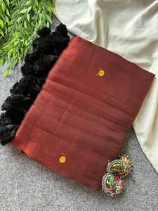 Indian Modern Designer Tissue Shimmer <b>Material</b> with Zari Weaving Work With <b>Sequins</b> Lace Border Work Saree with Blouse Pieces - Product Image 6