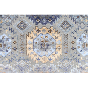 Ensemble de tapis noués à la main en laine et soie de luxe Qualité supérieure Conception géométrique classique Technique de pile coupée pour porte de bureau de prière - Product Image 5