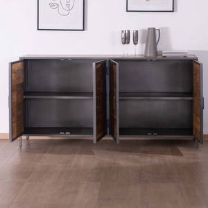Vandana Crystal Grain industrial <b>sideboard</b> in <b>grey</b> metal and mango wood - Product Image 6