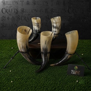 Corne à boire viking en corne de buffle polie, écologique et naturelle, avec support en fer, artisanale, vaisselle médiévale - Product Image 2