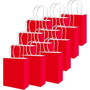 Confezione da 100 Sacchetti Regalo Rossi in Carta con Manici 21x7.6x15.2 cm, Piccoli e Versatili per Feste e Promozioni - Product Image 3