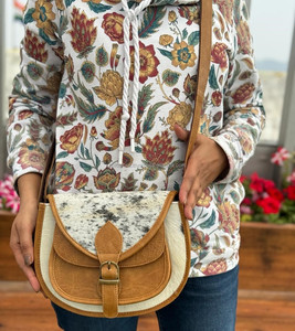 กระเป๋าถือหนังวัวสำหรับผู้หญิง, กระเป๋าหนังแท้สะพายข้างความจุขนาดใหญ่กระเป๋าถือหนังตะวันตก - Product Image 2