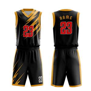 Ensemble de maillot de basket-ball noir et rouge pour hommes, col en V, sans manches, évacuation de l'humidité, impression sublimée, numéro 23, vêtements de sport - Product Image 5